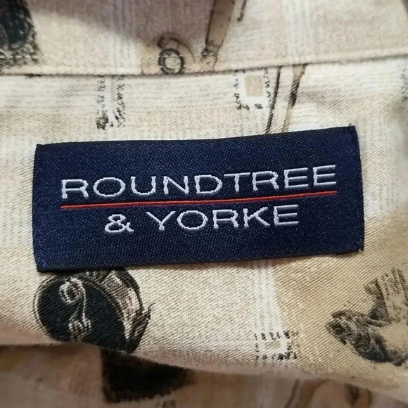 {Roundtree & Yorke} Mens Fishing Novelty Print Button-Down Casual Shir - Picture 11 of 13